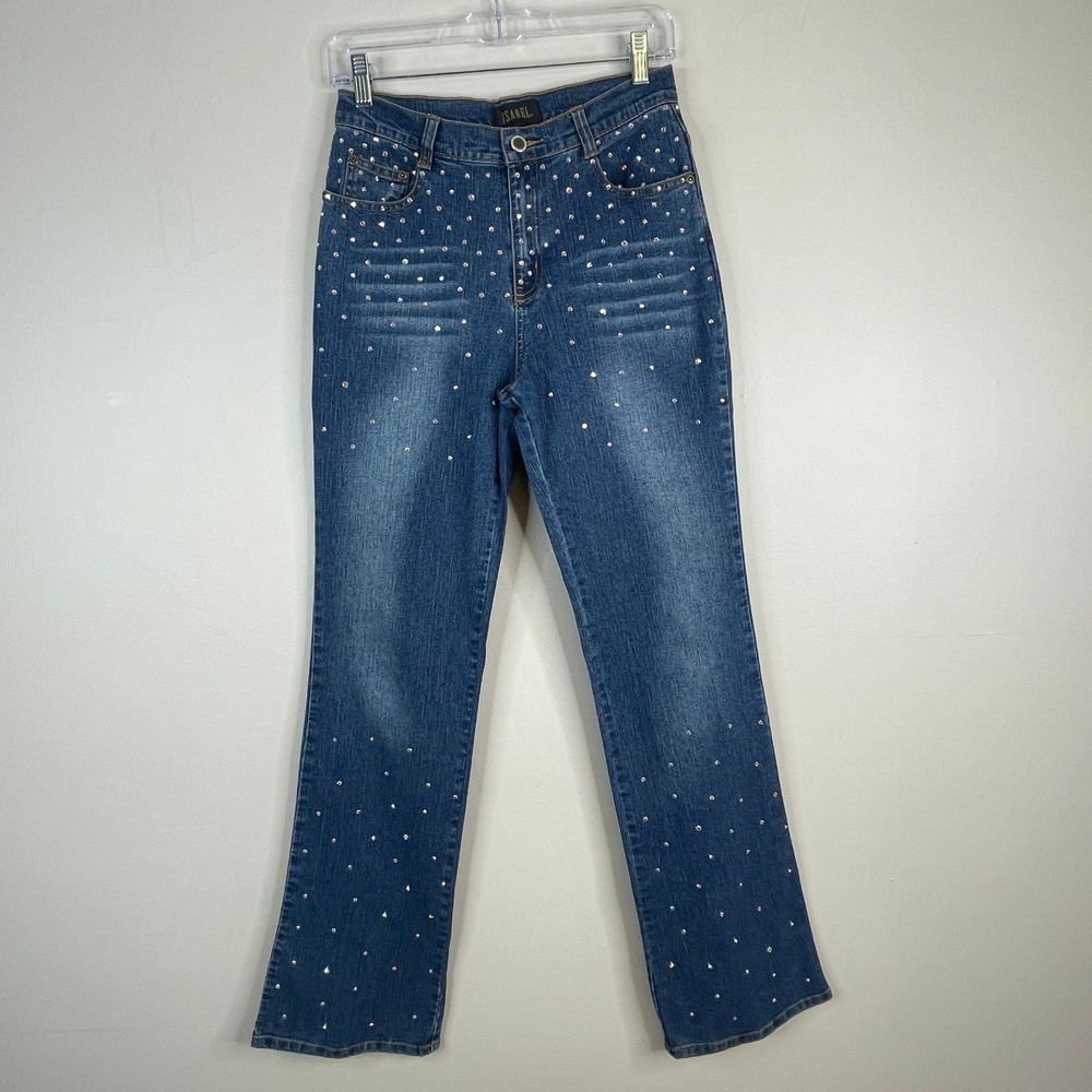Vintage 90s Y2K Isabel Bootcut Jeans Womens 6 Rhinestone High Rise Medium Wash